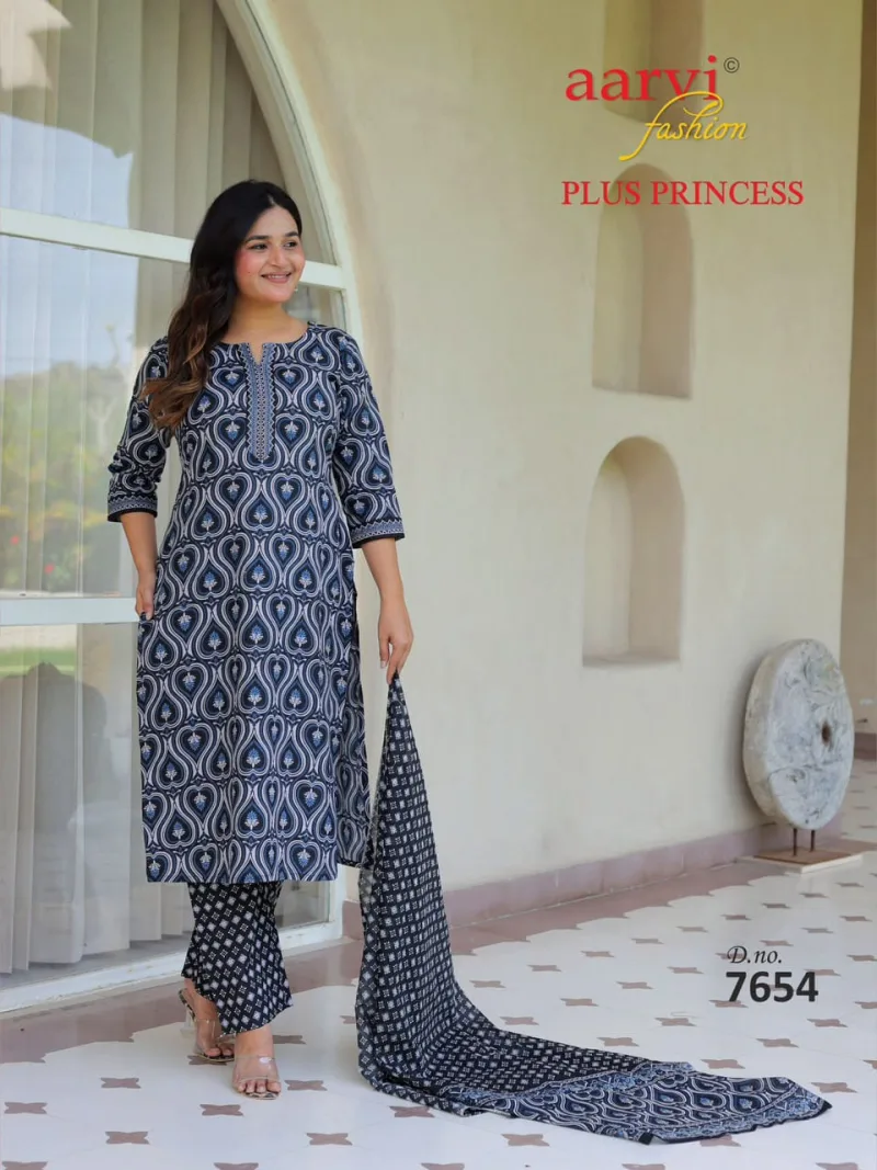 Plus Princess Vol 6 By Aarvi Printed Cotton Plus Size Readymade Dress 